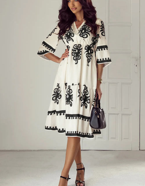 Load image into Gallery viewer, Printed Half Sleeve Knee Length Dress
