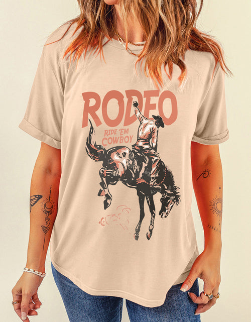 Load image into Gallery viewer, Cowboy Graphic Round Neck Short Sleeve T-Shirt
