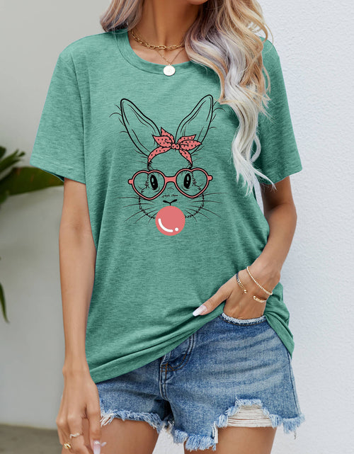 Load image into Gallery viewer, Easter Bunny Graphic Round Neck T-Shirt
