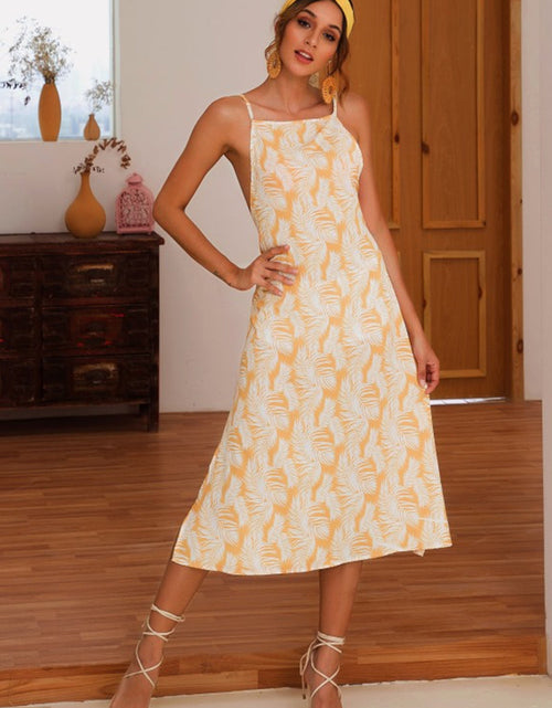 Load image into Gallery viewer, Slit Crisscross Printed Sleeveless Cami Dress
