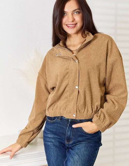 Load image into Gallery viewer, Perfee Long Sleeve Dropped Shoulder Jacket
