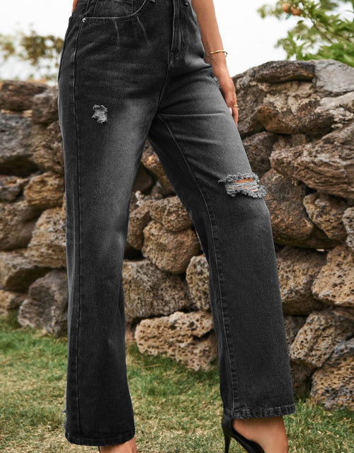 Load image into Gallery viewer, Distressed Buttoned Loose Fit Jeans
