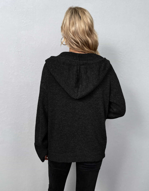 Load image into Gallery viewer, Button-Down Long Sleeve Hooded Sweater
