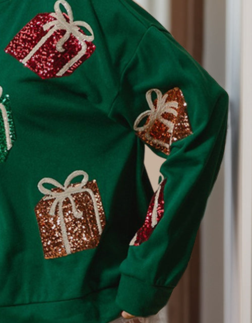 Load image into Gallery viewer, Sequin Gift Box Long Sleeve Sweatshirt

