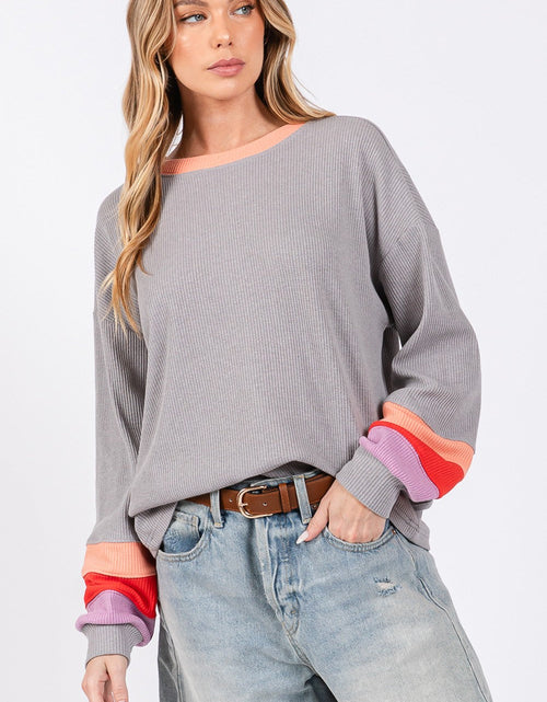 Load image into Gallery viewer, SAGE + FIG Color Block Waffle Knit T-Shirt
