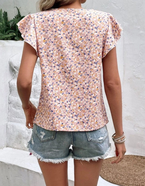 Load image into Gallery viewer, Ditsy Floral Round Neck Cap Sleeve Top
