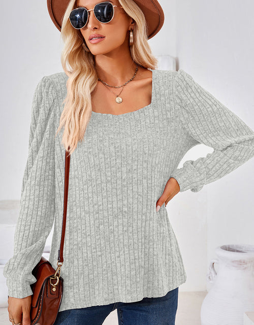 Load image into Gallery viewer, Ribbed Square Neck Long Sleeve T-Shirt
