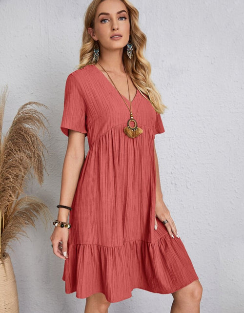 Load image into Gallery viewer, Full Size V-Neck Short Sleeve Dress
