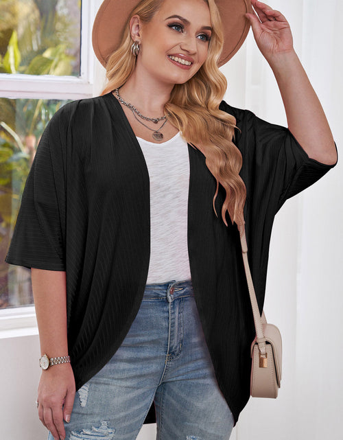 Load image into Gallery viewer, Plus Size Ribbed Cocoon Cover Up
