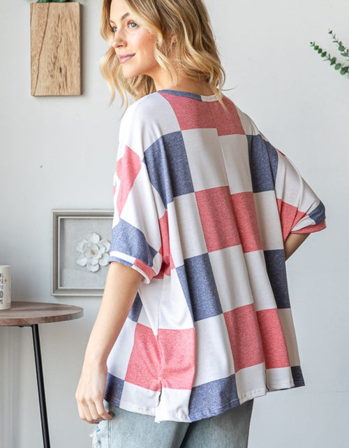 Load image into Gallery viewer, HOPELY Checkered Round Neck Half Sleeve T-Shirt
