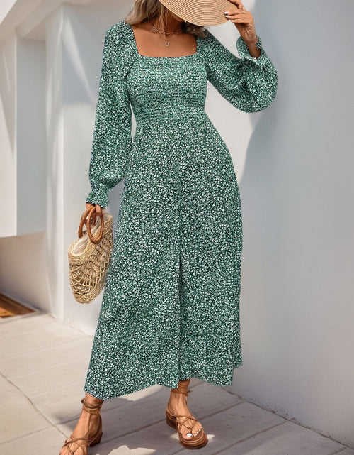 Load image into Gallery viewer, Perfee Smocked Printed Long Sleeve Wide Leg Jumpsuit
