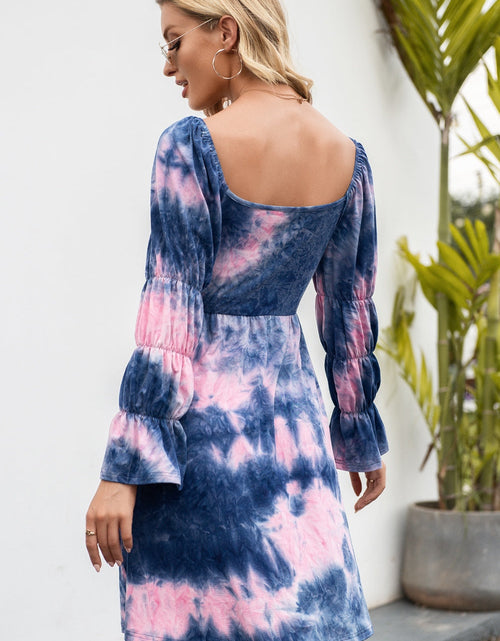 Load image into Gallery viewer, Ivy Lane Tie-Dye Square Neck Flounce Sleeve Dress

