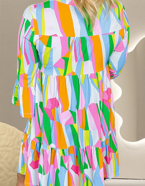 Load image into Gallery viewer, Color Block Three-Quarter Sleeve Mini Dress
