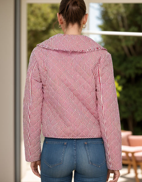 Load image into Gallery viewer, Tied Striped Long Sleeve Jacket

