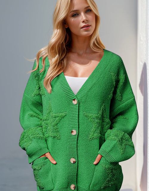 Load image into Gallery viewer, Double Take Full Size Button Up Star Pattern Cardigan
