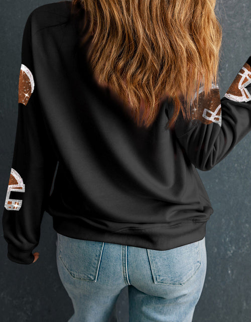 Load image into Gallery viewer, Sequin Round Neck Long Sleeve Sweatshirt
