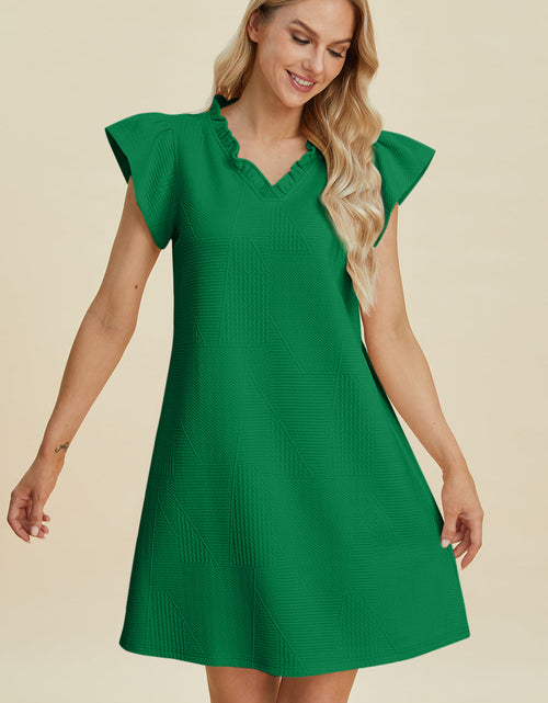Load image into Gallery viewer, Double Take Full Size Ruffled V-Neck Cap Sleeve Dress
