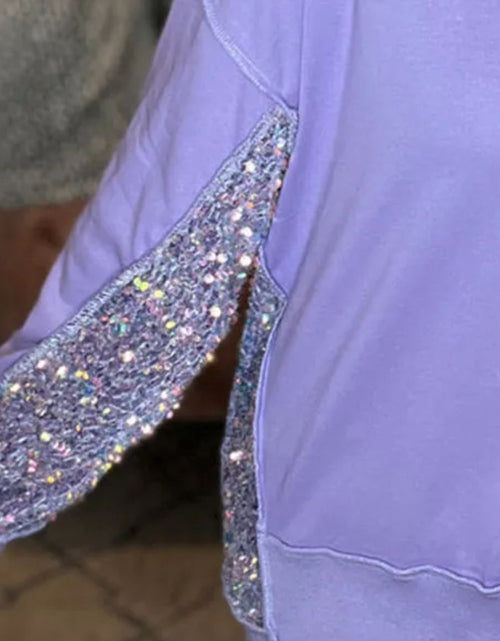 Load image into Gallery viewer, Sequin Half Button Long Sleeve Sweatshirt
