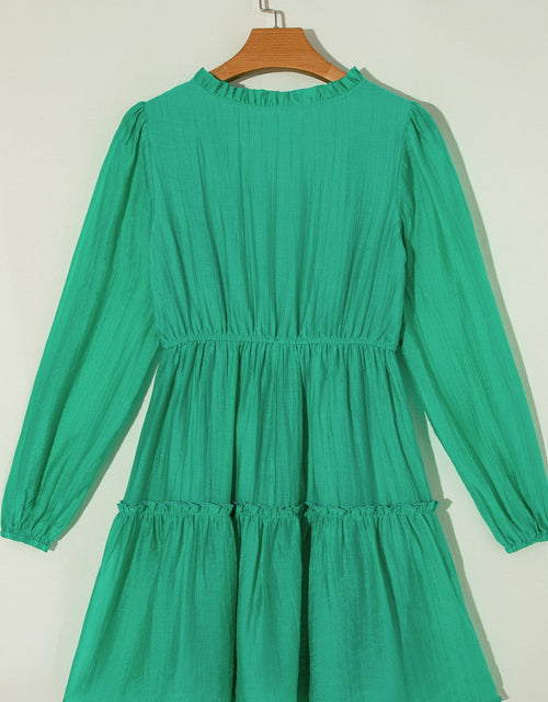 Load image into Gallery viewer, Frill V-Neck Long Sleeve Mini Dress
