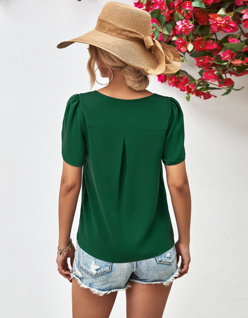 Load image into Gallery viewer, Cutout Round Neck Petal Sleeve Blouse
