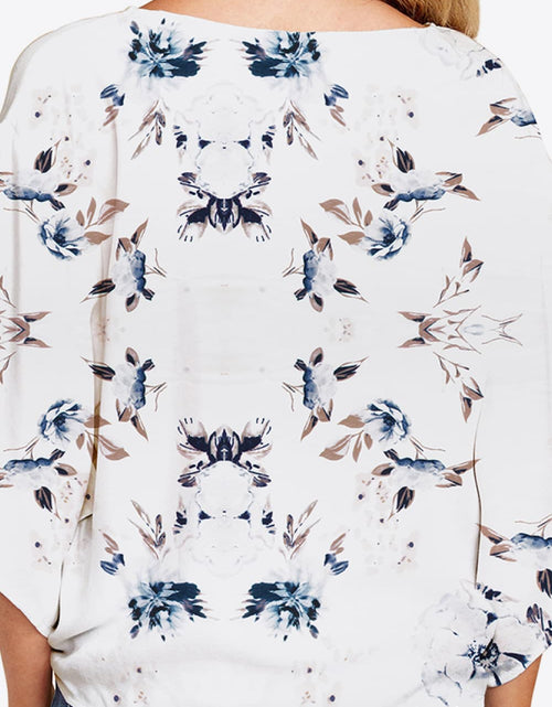 Load image into Gallery viewer, Shiny Printed Deep V Tie Hem Blouse
