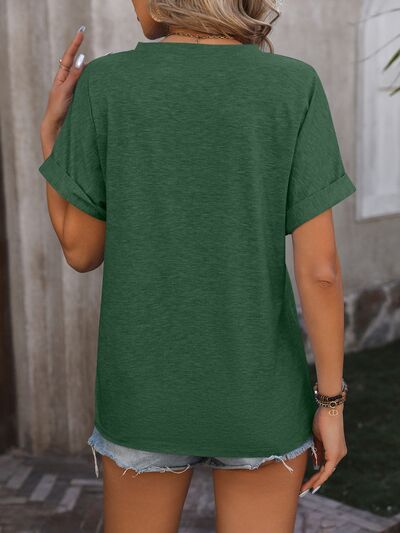 Load image into Gallery viewer, Notched Buttoned Short Sleeve T-Shirt
