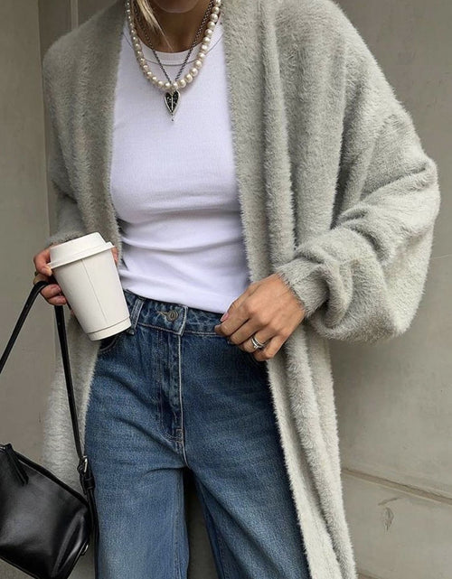 Load image into Gallery viewer, Fuzzy Open Front Solid Color Cardigan
