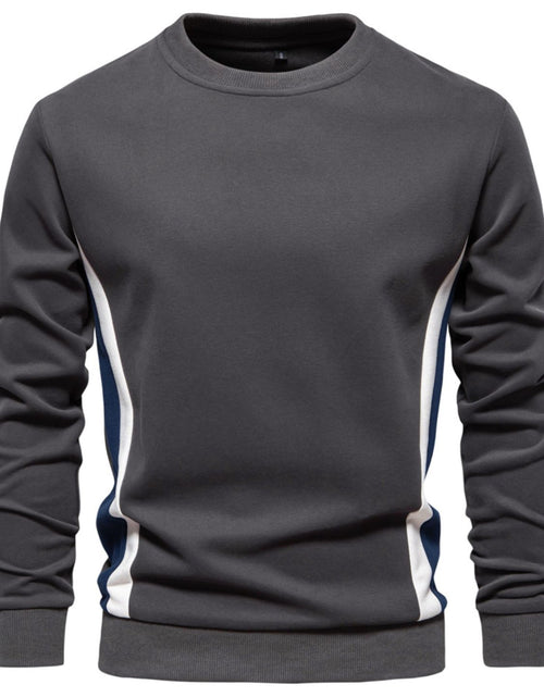 Load image into Gallery viewer, Men's Side Striped Contrast Round Neck Sweatshirt
