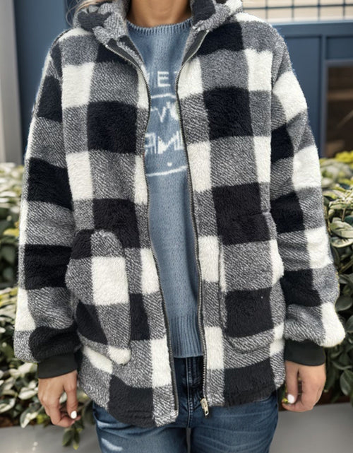 Load image into Gallery viewer, Double Take Full Size Plaid Long Sleeve Hooded Coat
