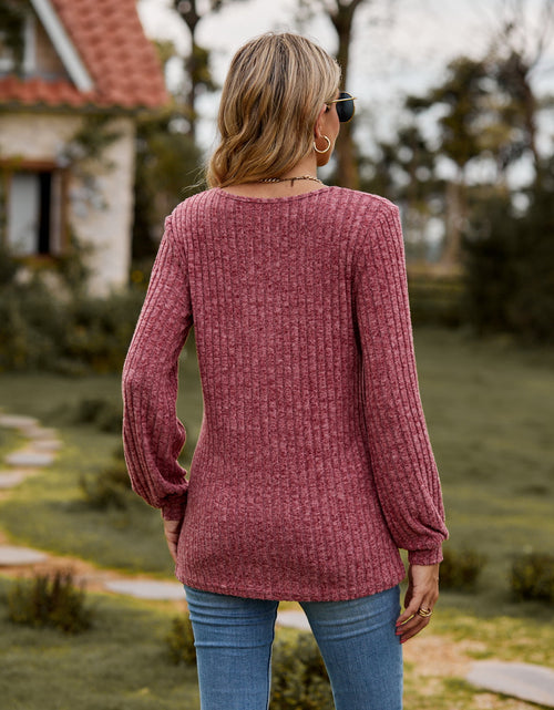 Load image into Gallery viewer, Round Neck Button-Down Long Sleeve Tee
