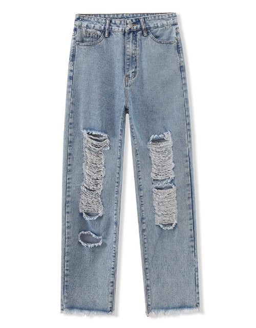 Load image into Gallery viewer, Distressed Raw Hem Jeans
