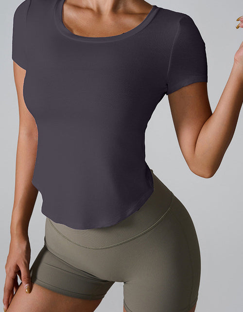 Load image into Gallery viewer, Cutout Round Neck Short Sleeve Active T-Shirt
