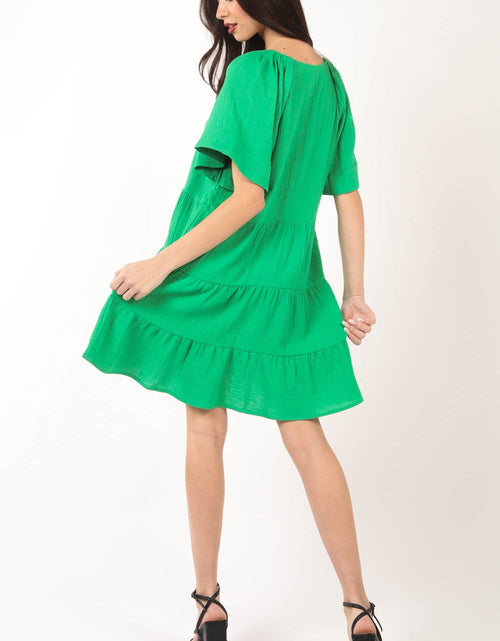 Load image into Gallery viewer, VERY J Texture V-Neck Ruffled Tiered Dress

