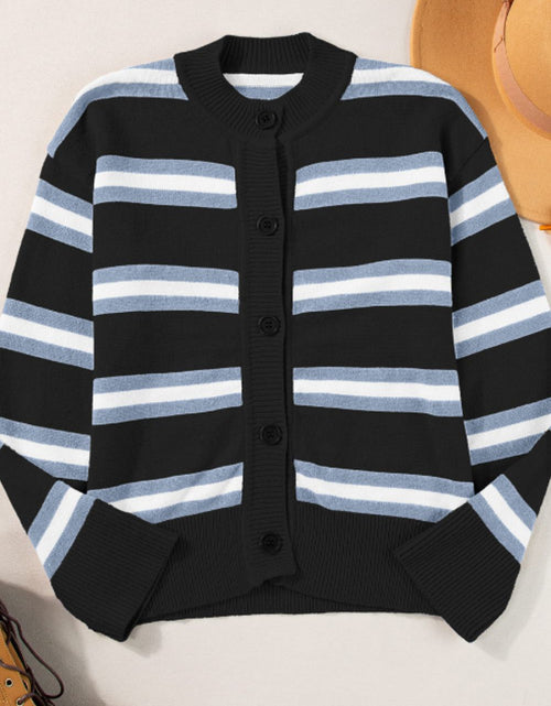 Load image into Gallery viewer, Striped Button Down Long Sleeve Cardigan
