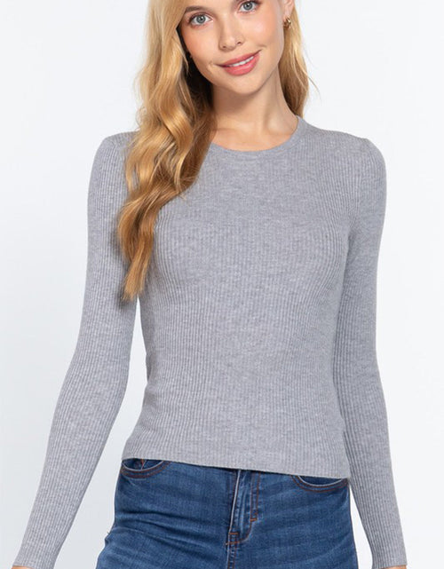 Load image into Gallery viewer, ACTIVE BASIC Full Size Ribbed Round Neck Long Sleeve Knit Top
