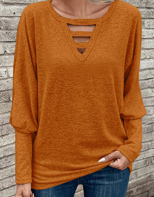 Load image into Gallery viewer, Cutout Round Neck Long Sleeve T-Shirt
