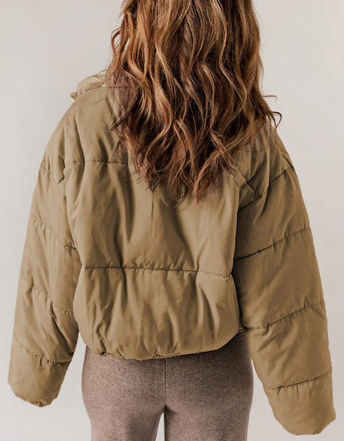 Load image into Gallery viewer, Zip Up Collared Neck Long Sleeve Winter Coat
