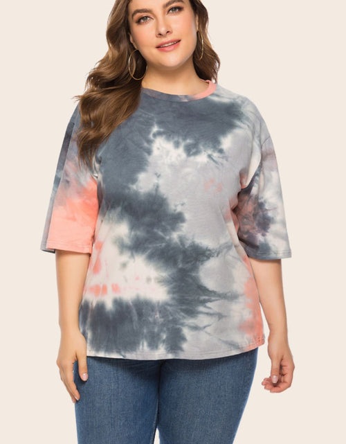 Load image into Gallery viewer, Plus Size Tie-Dye Half Sleeve Tee Shirt
