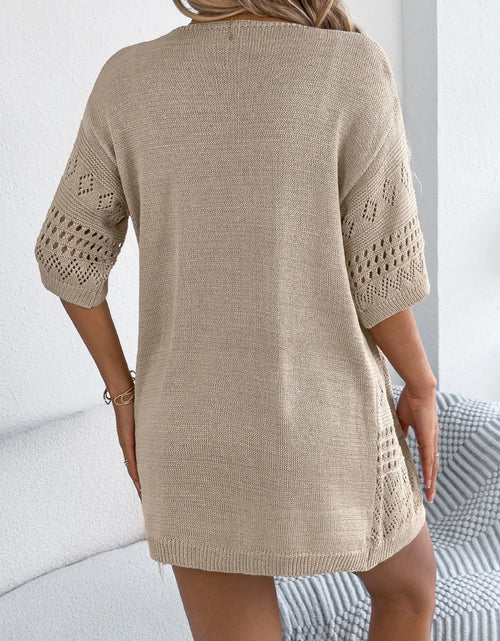 Load image into Gallery viewer, Openwork Open Front Half Sleeve Cardigan
