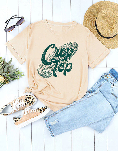 Load image into Gallery viewer, Corn Letter Graphic Cuffed Tee
