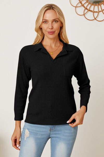 Load image into Gallery viewer, Collared Neck Dropped Shoulder T-Shirt
