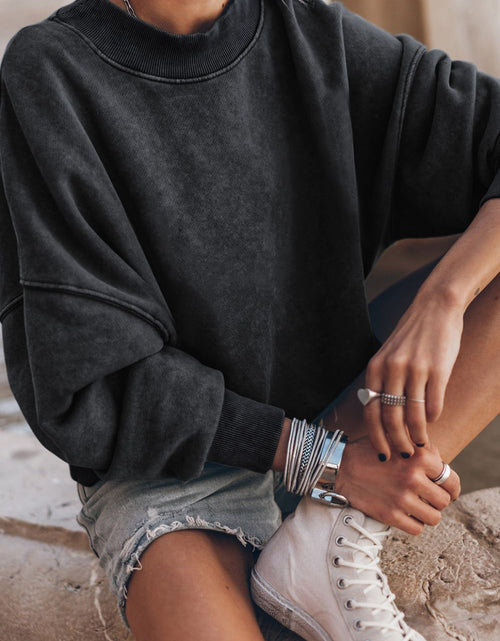 Load image into Gallery viewer, Mock Neck Dropped Shoulder Sweatshirt
