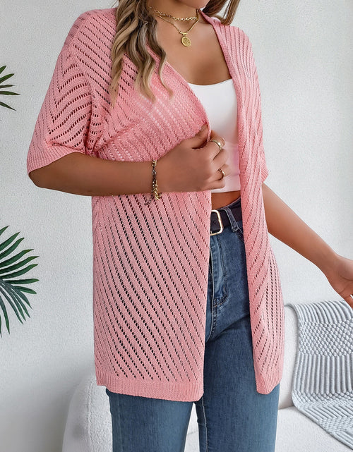 Load image into Gallery viewer, Openwork Open Front Half Sleeve Cardigan
