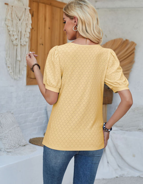 Load image into Gallery viewer, Eyelet Asymmetrical Neck Short Sleeve T-Shirt
