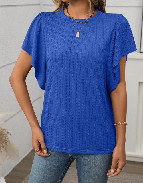 Load image into Gallery viewer, Round Neck Flutter Sleeve T-Shirt
