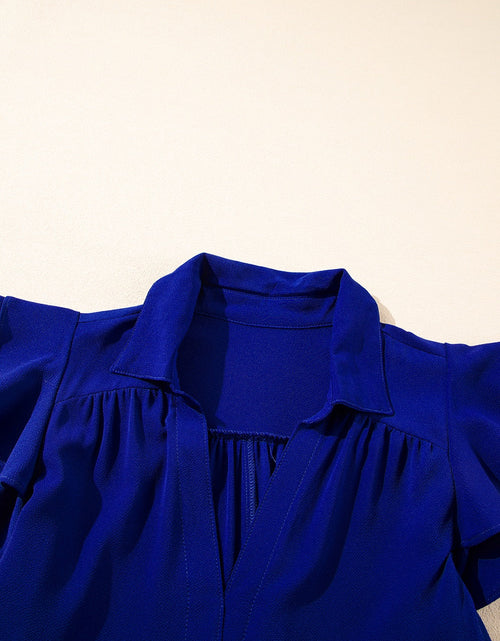 Load image into Gallery viewer, Ruffled Short Sleeve Collared V Neck Tiered Midi Dress
