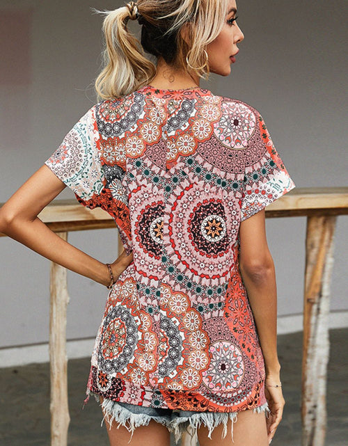 Load image into Gallery viewer, Shiny Printed Round Neck Short Sleeve Tee
