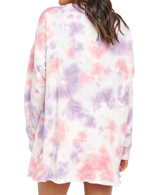 Load image into Gallery viewer, Pocketed Tie-Dye Round Neck Long Sleeve Dress

