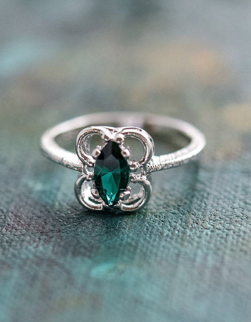 Load image into Gallery viewer, Vintage Jewelry Marquise Cut Jet Black Crystal Cocktail Ring in 18k White Gold Electroplate by PVD Vintage Jewelry
