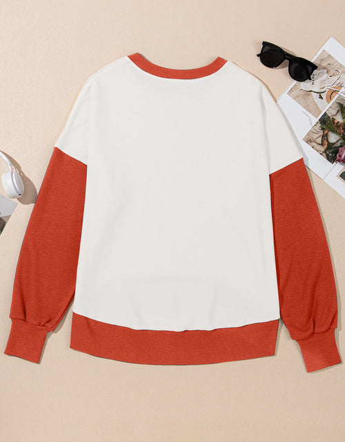 Load image into Gallery viewer, Contrast Round Neck Long Sleeve Sweatshirt
